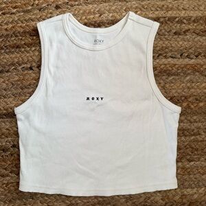 Roxy XL White Roxify Cropped Ribbed Cotton Blend Muscle Tank